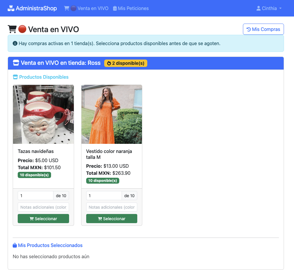 Live Shopping Dashboard